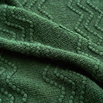 MIULEE Christmas Dark Green Knitted Boho Throw Blanket for Couch 50"x60" - color: Dark Green, size: 50" x 60"