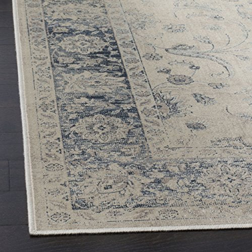 SAFAVIEH Vintage Collection Accent Rug - 4' x 5'7", Stone & Blue, Oriental Distressed Viscose Design, Ideal for High Traffic Areas in Entryway, Living Room, Bedroom (VTG120-7440) - color: Stone/Blue, size: 4' x 5'7" (Rectangular)