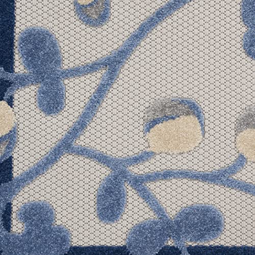 Nourison Home Aloha Blue Grey 2'3" x 10' Area Rug - Easy Clean, Non Shedding, Bed Room, Living Room, Dining Room, Kitchen (10' Runner) - color: Blue Grey, size: 2'3" x 10' (Runner)