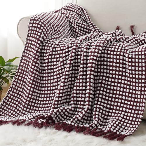 Battilo Throw Blanket for Couch, Red Textured Dot Throw Blankets, 50"x60" - color: Red Dot, size: 50"x60"