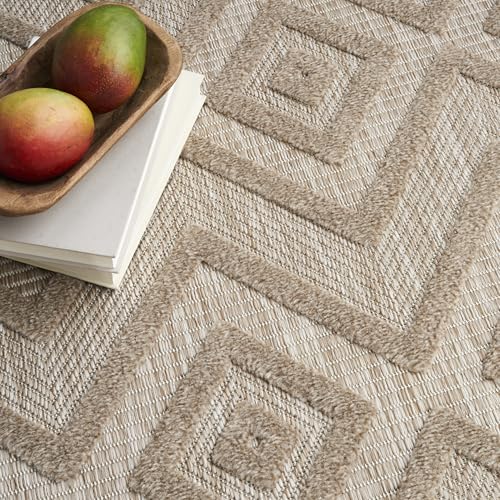 Nourison Home Versatile Natural Beige 7' x 10' Area Rug - Easy Clean, Non Shedding, Bed Room, Living Room, Dining Room, Kitchen (7' x 10') - color: Natural Beige, size: 7' x 10' (Rectangular)