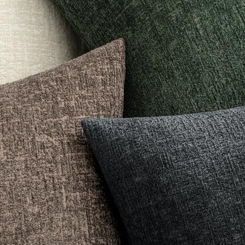 MIULEE Fall Couch Pillow Covers Textured Chenille 18x18 Taupe - color: Taupe, size: 18" x 18" (Pack of 2)