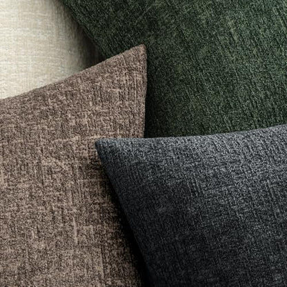 MIULEE Fall Couch Pillow Covers Textured Chenille 18x18 Taupe - color: Taupe, size: 18" x 18" (Pack of 2)