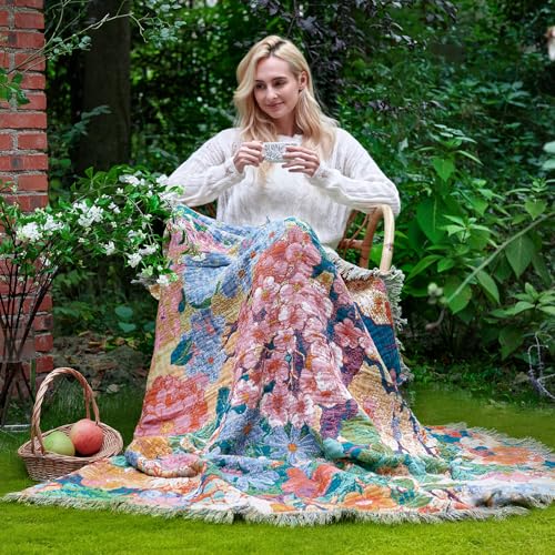 LUTBM Boho Throw Blanket for Bed 60"x80", All Season Cotton Couch Blankets - color: Countryside, size: 60"×80"