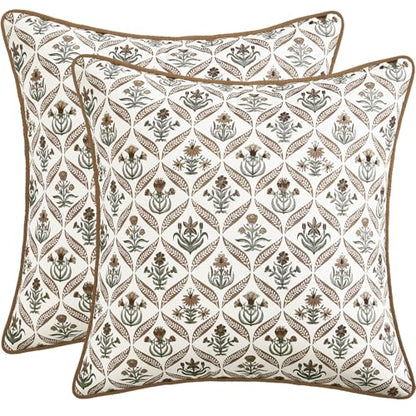 MIULEE Fall Floral Throw Pillow Covers 20x20 Set of 2, Brown - color: Brown, size: 20" x 20" (Pack of 2)