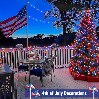 JMEXSUSS 200 LED 4th of July Fairy Lights, Red White and Blue Lights Indoor - color: Red White Blue, size: 66FT 200LED