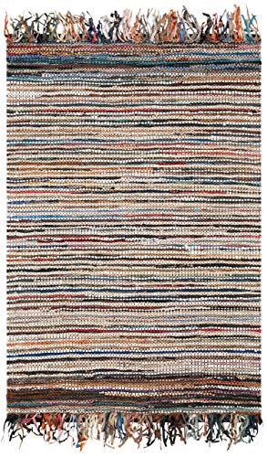 SAFAVIEH Vintage Leather Collection Accent Rug - 2'3" x 4', Multi, Handmade Boho Fringe Leather, Ideal for High Traffic Areas in Entryway, Living Room, Bedroom (VTL373E) - color: Multi Color, size: 2'3" x 4' (Rectangular)