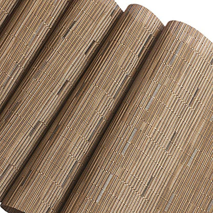SHACOS Small Round Table Placemats Set of 5 Woven Vinyl Wedge Placemats with Centerpiece Round Table Mats Heat Resistant Wipe Clean (5, Tan) - color: Tan