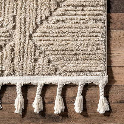 nuLOOM Kerry Beige Geometric Power Loomed Area Rug, 9' x 12' - color: Kerry Beige, size: 9' x 12' (Rectangular)
