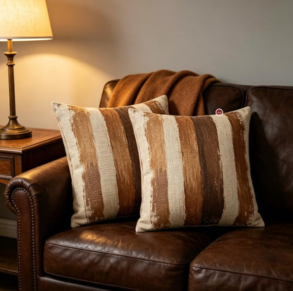 Linen Throw Pillow Covers Brush Stripe 18x18in Set of 2 - color: A20002, size: 18" x 18" (Pack of 2)