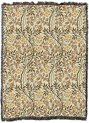 Pure Country Weavers William Morris Sweetbriar Mandarin Blanket - Arts & Crafts - Gift Tapestry Throw Woven from Cotton - Made in the USA (72x54) - color: Mandarin, size: Large