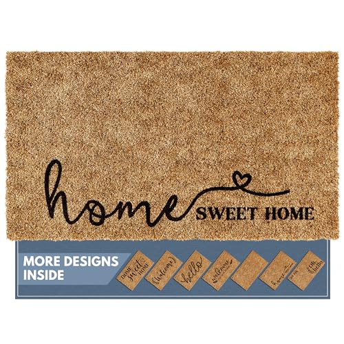 Barnyard Designs Front Door Welcome Mat (Home Sweet Home Script, 30x17) | Printed Polyester Outdoor Rug with Non-Slip Backing; Farmhouse Doormat for Patio, Garage, or Entrance; Fits Outside Entryway - color: Home Sweet Home Script, size: 30 x 17 inches