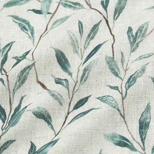 VOGOL Kitchen Valances, Blue Leaves Print View Reducing Linen Textured Curtains for Cafe Office Bathroom, Rod Pocket Top, L 18 x W 42 Inches, 1 Panel - color: Blue, size: 42"W x 18"L (Pack of 1)