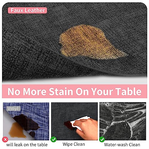 Maxpearl Faux Leather Placemats Set of 6, Easy to Clean, Dark Grey - color: Dark Grey