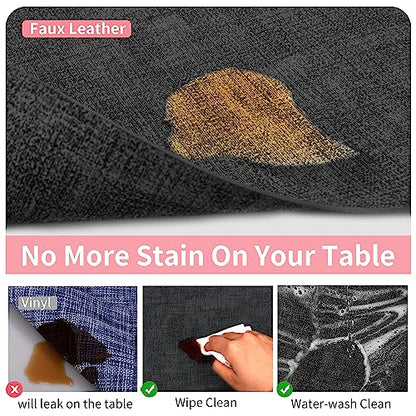 Maxpearl Faux Leather Placemats Set of 6, Easy to Clean, Dark Grey - color: Dark Grey