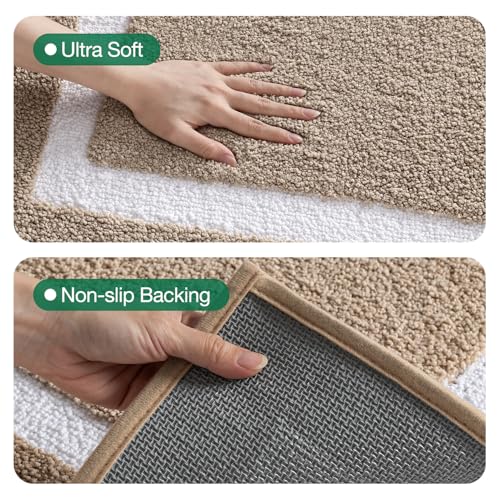 LUMI Bathroom Rug, Non Slip Absorbent Bath Mat, Khaki, 20"x32" - color: Khaki, size: 20"x32"