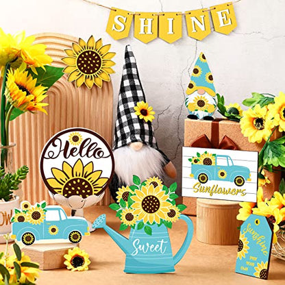 Jetec 12 Pcs Sunflower Tiered Tray Decor - style: Sunflower