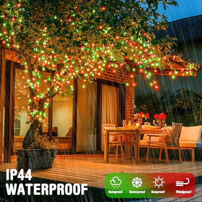 JMEXSUSS 100 LED Connectable Red and Green Christmas Lights with 8 Modes - color: Red Green, size: 100 LED