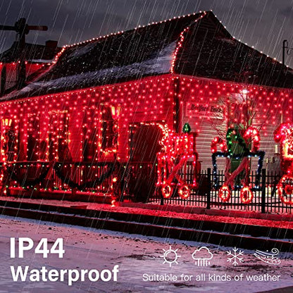 300 LED Red Icicle Lights,33FT Christmas Lights Outdoor - color: Red