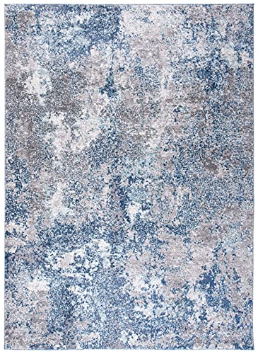 SAFAVIEH Aston Collection Accent Rug - 2' x 5', Navy & Grey, Modern Abstract Design, Non-Shedding & Easy Care, Ideal for High Traffic Areas in Entryway, Living Room, Bedroom (ASN710N) - color: Navy/Grey, size: 2' x 5' (Rectangular)
