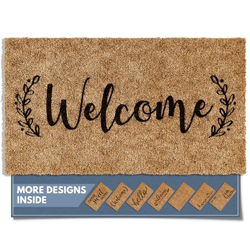 Barnyard Designs Front Door Welcome Mat (Welcome, 30x17) | Printed Polyester Outdoor Rug with Non-Slip Backing; Farmhouse Doormat for Patio, Garage, or Entrance; Fits Outside Entryway - color: Welcome, size: 30 x 17 inches