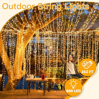 Ollny Christmas Lights Outdoor 800LED 262FT, Warm White Plug in Fairy Light - color: Warm White, size: 800LED