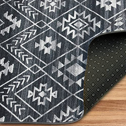 ReaLife Machine Washable Area Rug - Living Room Bedroom Bathroom Kitchen Entryway Office - Padded Low Pile Stain Resistant Premium - Geometric Moroccan Diamond - Jace 4' x 6' - color: Jace, size: 4' x 6' (Rectangular)
