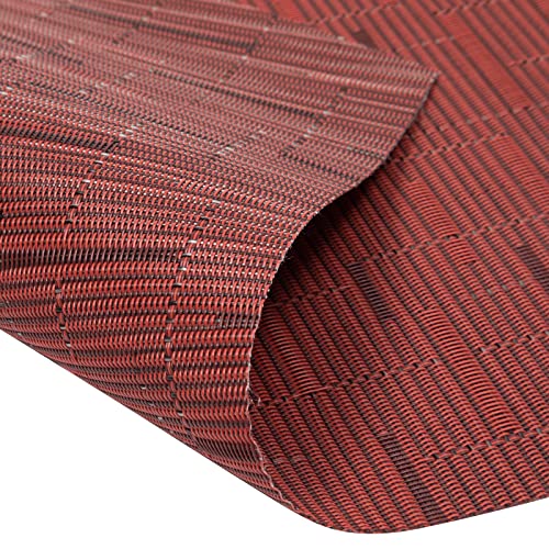 SHACOS Small Round Table Placemats Set of 5 Woven Vinyl Wedge Placemats with Centerpiece Round Table Mats Heat Resistant Wipe Clean (5, Burgundy Red) - color: Burgundy Red