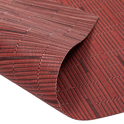 SHACOS Small Round Table Placemats Set of 5 Woven Vinyl Wedge Placemats with Centerpiece Round Table Mats Heat Resistant Wipe Clean (5, Burgundy Red) - color: Burgundy Red