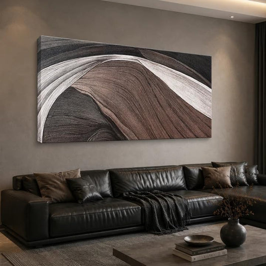 TAIJXAGSG Canvas Art Wall Decor Brown Abstract Wall Art For Living Room Modern Canvas Prints Pictures Black And White Wall Art For Hotel Home Wall Decor 24x48 Inch - color: brown black, size: 48"L x 24"W