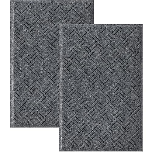 MATALL 2pack 35x23.5in Door Mat - Indoor and Outdoor Welcome Mat, Absorbent and Drain Away Water Heavy Duty Entryway Doormat for Front Back Doors, Laundry Rooms, Mudrooms, The Garage and More - color: Grey, size: 35x23.5in