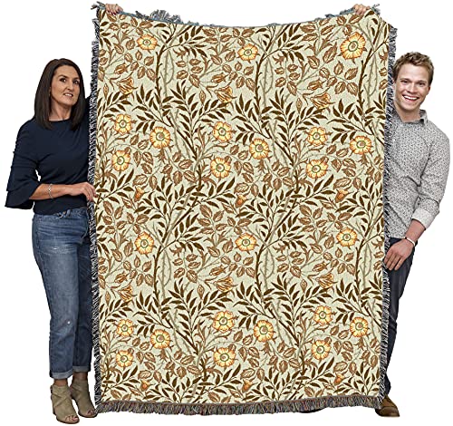 Pure Country Weavers William Morris Sweetbriar Mandarin Blanket - Arts & Crafts - Gift Tapestry Throw Woven from Cotton - Made in the USA (72x54) - color: Mandarin, size: Large