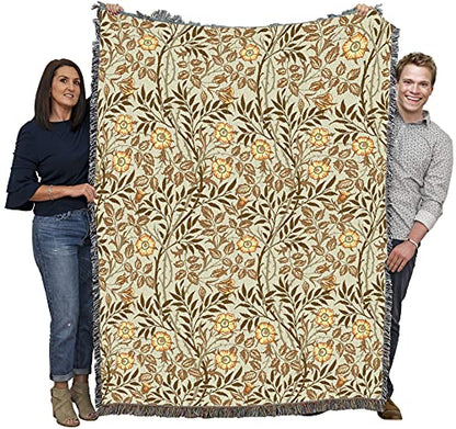 Pure Country Weavers William Morris Sweetbriar Mandarin Blanket - Arts & Crafts - Gift Tapestry Throw Woven from Cotton - Made in the USA (72x54) - color: Mandarin, size: Large