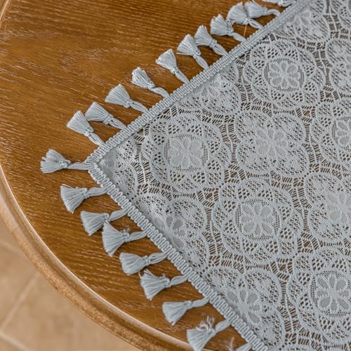 Sheer Boho Lace Curtains 84 Inches Long, Stone Blue, Set of 2 Panels - color: Stone Blue, size: 59"W x 84"L (Pack of 2)