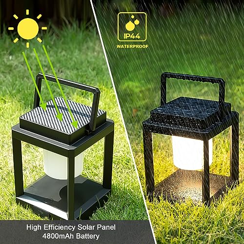 Solar Lantern Outdoor Table Lamp, Cordless Rechargeable Light