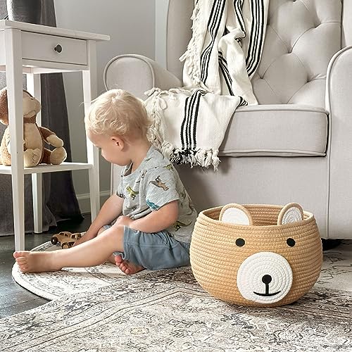 CherryNow Baby Basket for Gifts Empty, Cute Bear Design, Brown - color: Brown, size: 10.5"D x 8.5"H