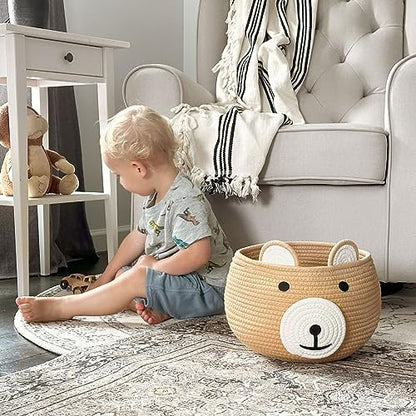 CherryNow Baby Basket for Gifts Empty, Cute Bear Design, Brown - color: Brown, size: 10.5"D x 8.5"H