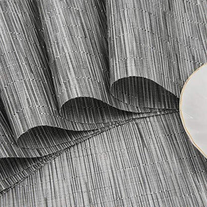 SHACOS Round Table Placemats Set of 4 Wedge Placemats Heat Resistant Woven Vinyl Table Mats Wipe Clean (4, Silver Gray) - color: Silver Gray