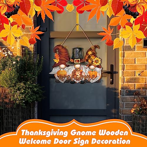 Huwena Fall Decorations for Home, Wooden Gnome Welcome Door Sign Harvest - style: Pumpkin Gnome Style
