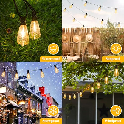 Brightever 50FT Outdoor String Lights 27 Bulbs, 2200K Amber Lights - color: Black Wire Amber White, size: 50FT