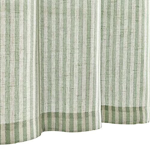Vangao Green Stripe Linen Tiers Curtains 36 Inch Farmhouse 2 Panels - color: Boxter Striped| Green on Beige, size: 26"W x 36"L (Pack of 2)