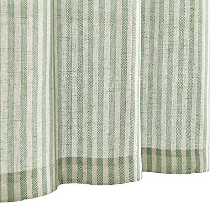 Vangao Green Stripe Linen Tiers Curtains 36 Inch Farmhouse 2 Panels - color: Boxter Striped| Green on Beige, size: 26"W x 36"L (Pack of 2)
