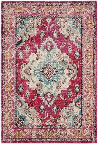SAFAVIEH Monaco Area Rug 5'1"x7'7", Pink & Multi MNC243D - color: Pink/Multi, size: 5'1" x 7'7" (Rectangular)