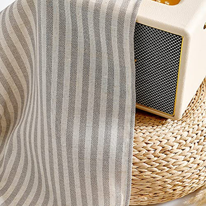 Vangao Taupe Grey Stripe Linen Tiers Curtains 24 Inch Farmhouse 2 Panels - color: Boxter Striped| Taupe Grey on Beige, size: 26"W x 24"L (Pack of 2)