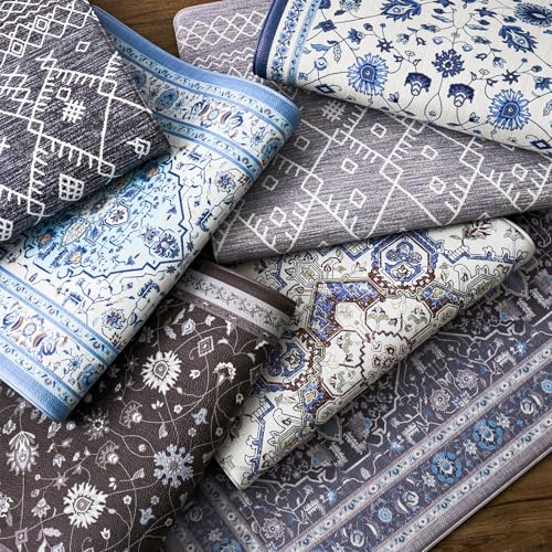 FRESHMINT Boho Kitchen Mat Set 2 Piece, 17x30''+17x47'', Gray - color: Gray Multi