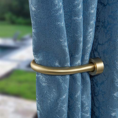 Premium Curtain Holdback, Quality Metal Decorative Curtain Holdbacks with Zinc Alloy Cap Finials,Rust-Proof, Set of 4 Window Curtain Holdbacks,Brass - color: 2pcs- Brass