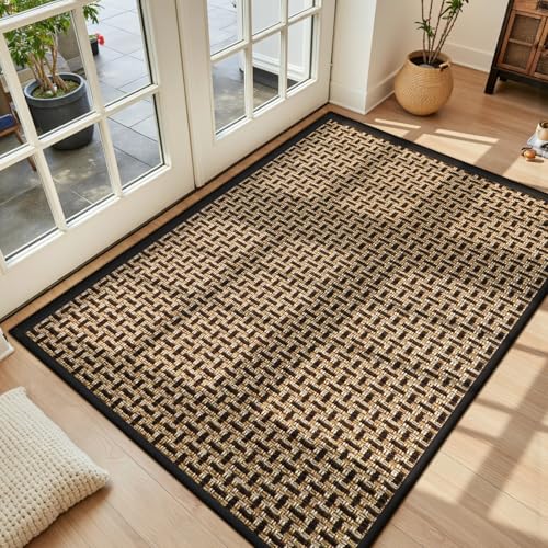 LEKEEPGO Door Mat Indoor Entrance 36"x59", Absorbent Indoor Door Mat Large, Non Slip Rubber Backing Inside Door Mats, Washable Floor Mat, Low-Profile Doormat for Front Door, Entryway, Entrance, Black - color: Black-1, size: 3' X 4'11" (Rectangular)