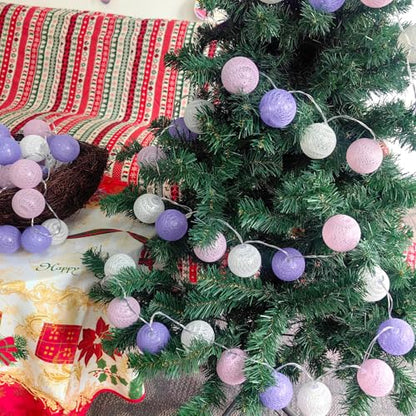 Gardeningwill 3M/10Ft 30 Purple White Ball LED Xmas Wedding Battery Operated String Fairy Light - color: Purpel White
