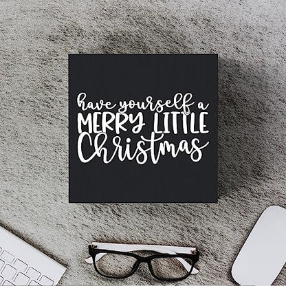 Funny Wooden Box Sign Plaque Have Yourself a Merry Little Christmas Black Wood Box Sign Rustic Art Home Shelf Desk Decor 5 x 5 x 1 Inches - color: Black