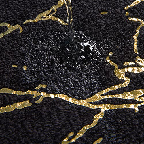 QJHOMO Black and Gold U Shaped Toilet Rug Marble Contour Bath Mat 20x20 in - color: Black and Gold, size: 1'8" x 1'8" (U-Shape)
